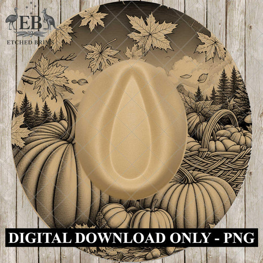 Fall Autumn Leaves, Hat Burning Design, Laser Design for Wide Brim Faux Suede Hats, Hat Burning Template, Pyrography Hat Design, EB775