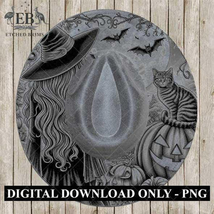 Halloween Hat Template, Witch, Pumpkin, Haunted House, Spooky Season, PNG, Hat Burning Stencil, Hat Burning Design, Engraving Pattern, EB429