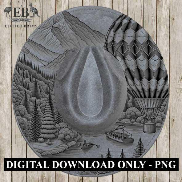 Hot Air Balloon 5 Hat File, Laser Hat Burning Design, Digital Download PNG, Hat Burning Template, Hat Laser Engraving Design, Hat File EB97