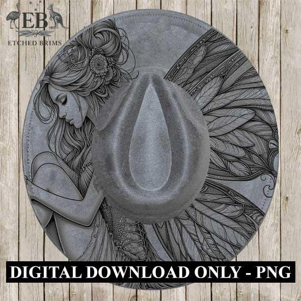 Fairy 11 Laser Hat Burning Design, Digital Download PNG, Hat Burning Template, Hat Laser Engraving Design, Wide Brim Hat Laser File EB134