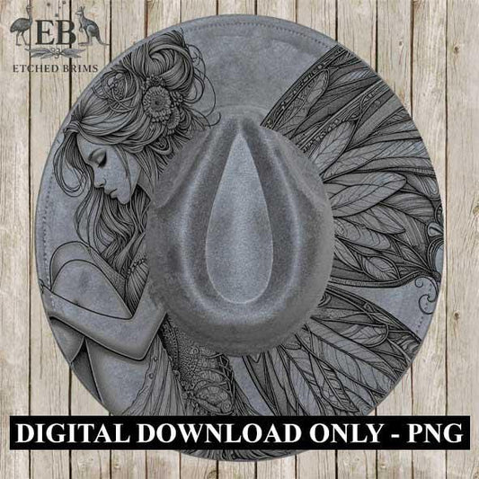 Fairy 11 Laser Hat Burning Design, Digital Download PNG, Hat Burning Template, Hat Laser Engraving Design, Wide Brim Hat Laser File EB134