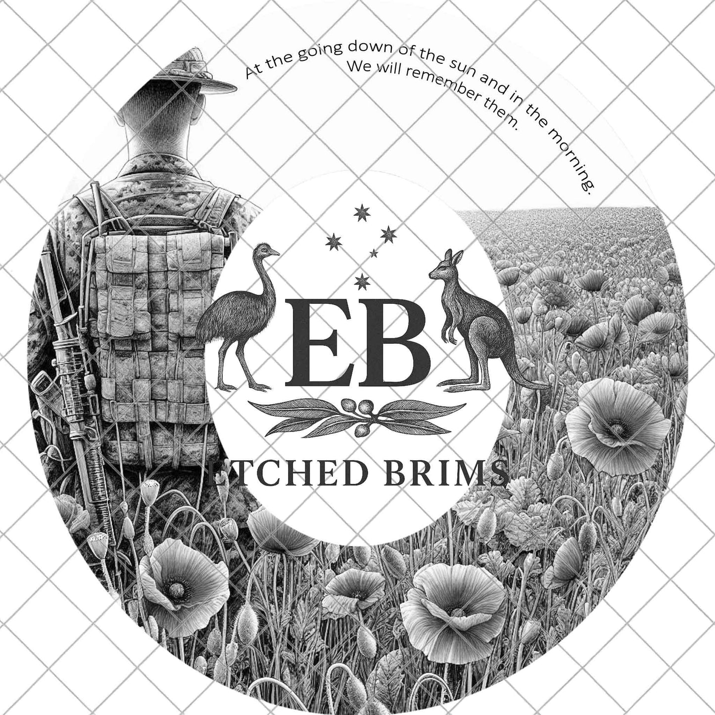 Australian Flag, Poppies, Quote, Hat Burning Design, Laser Engraving Template, Printable Stencil, EB985