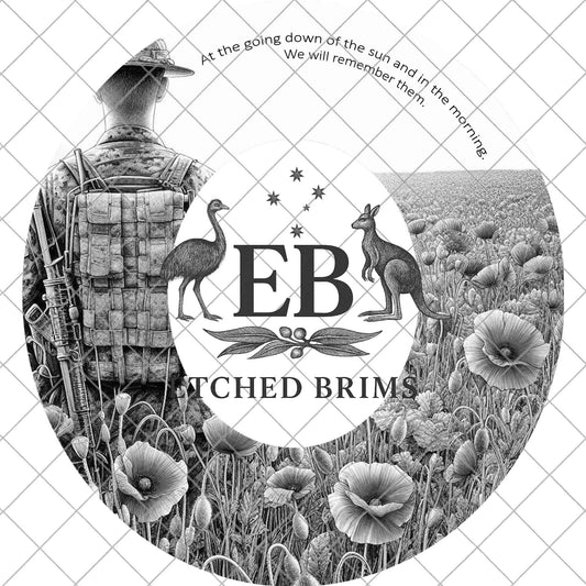 Australian Flag, Poppies, Quote, Hat Burning Design, Laser Engraving Template, Printable Stencil, EB985