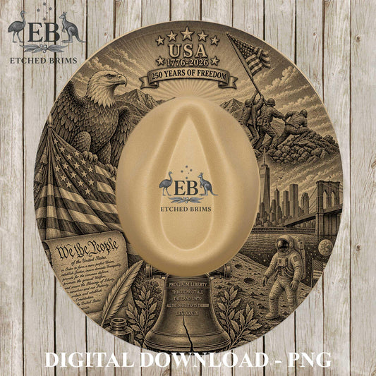 USA 250 Years Semiquincentennial Hat Burning Design, Patriotic Military Eagle Design, American Flag, PNG, Laser Hat Engraving File, EB1255