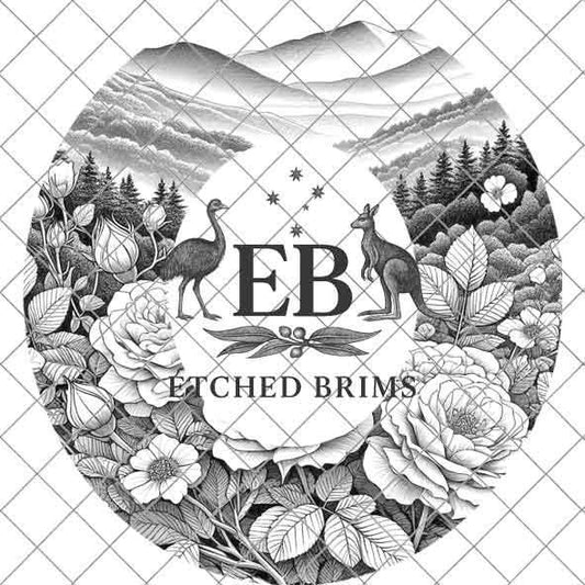 Wild Roses Hat File 2, Flowers, Laser Hat Burning Design, Digital Download PNG, Western Hat, Hat Laser Engraving Design, Hat File EB142