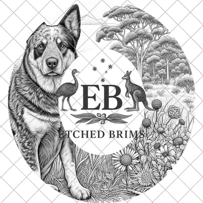 Blue Heeler Dog, Hat Engraving Design, PNG for Laser Engraving, Cattle Dog File, Western Hat Design, EB1043