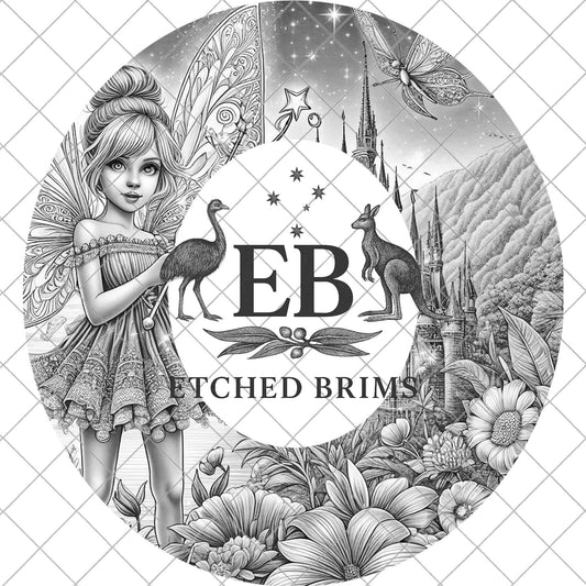 Fairy Castle Hat Burning Design, Digital Download PNG, Wide Brim Fedora Stencil, EB921