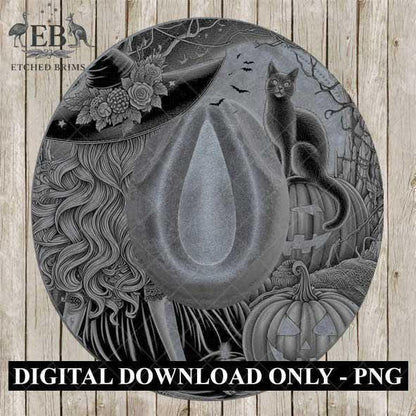 Halloween Hat Template, Witch, Pumpkin, Haunted House, Spooky Season, PNG, Hat Burning Stencil, Hat Burning Design, Engraving Pattern, EB430