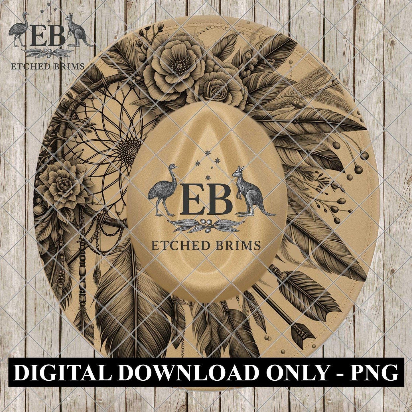 Dreamcatcher Feathers and Flowers, Hat Burning Design, Laser Engraving Template, digital download, EB1146