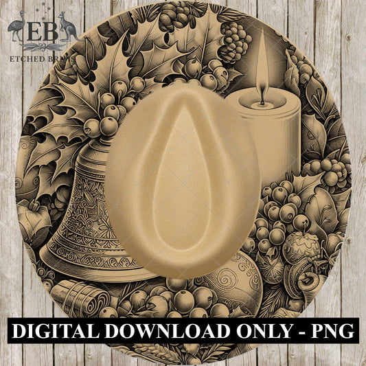 Christmas Holly & Berries, Hat Burning Design, Festive Digital Download PNG, Hat Burning Template, Wide Brim Hat Design, Hat Stencil, EB670