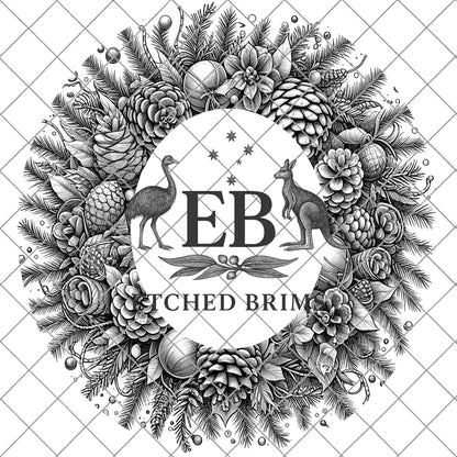 Christmas Wreath & Pinecones, Hat Burning Design, Festive Digital Download, Hat Burning Template, Wide Brim Hat Design, Hat Stencil, EB675
