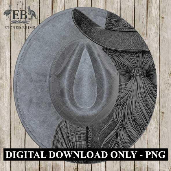 Cowgirl Hat Burning Design, Digital Download PNG, PDF, Hat Burning Template, Hat Laser Engraving Design, Printable Stencil, EB539