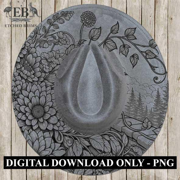 Flowers 11, Laser Hat Burning Design, Digital Download PNG, Hat Burning Template, Hat Laser Engraving Design, Hat File EB60