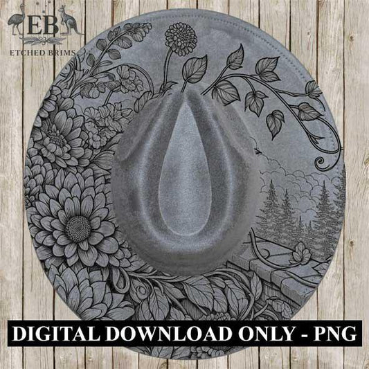 Flowers 11, Laser Hat Burning Design, Digital Download PNG, Hat Burning Template, Hat Laser Engraving Design, Hat File EB60