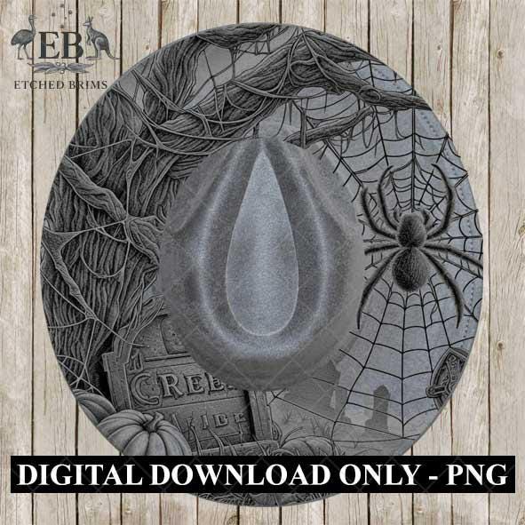 Halloween Hat Template, Spider Web Hat Burning Design, Spooky Season, PNG, Hat Burning Stencil, Hat Burning Design, Engraving Pattern, EB465