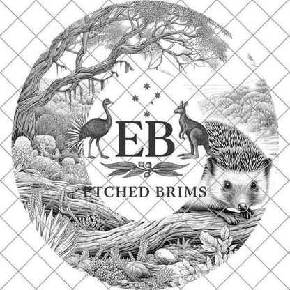 Hat Burning Design, Hedgehog and Woodlands 2, Wide Brim Hat Design, Hat Burning Template, Hat Burning Stencil, Laser File, PNG File, EB477