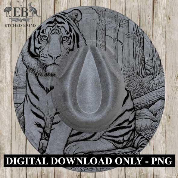 Hat Burning Design, Tiger, Traceable PDF, PNG, Hat Burning Template, Hat Laser Engraving Design, Wide Brim Hat Laser File, Hat Stencil, EB03