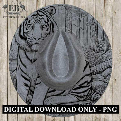 Hat Burning Design, Tiger, Traceable PDF, PNG, Hat Burning Template, Hat Laser Engraving Design, Wide Brim Hat Laser File, Hat Stencil, EB03