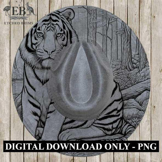 Hat Burning Design, Tiger, Traceable PDF, PNG, Hat Burning Template, Hat Laser Engraving Design, Wide Brim Hat Laser File, Hat Stencil, EB03