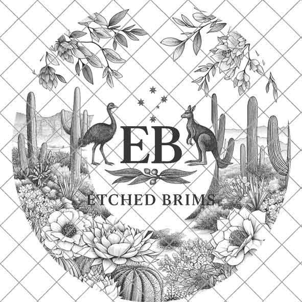 Hat Burning Design, Western Desert Cactus Flowers Design 3, Wide Brim Hat Design, Laser Hat Template, Boho Cowboy Style, Laser File EB285