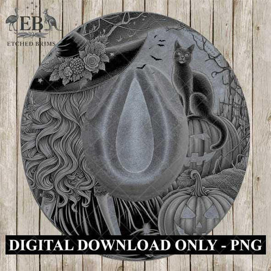 Halloween Hat Template, Witch, Pumpkin, Haunted House, Spooky Season, PNG, Hat Burning Stencil, Hat Burning Design, Engraving Pattern, EB430