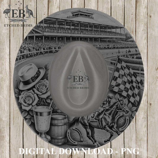 Hat Engraving Template Kentucky Derby | Horse Brim Engraving File | Western Hat Burning Design | Laser Engraving PNG, EB1238
