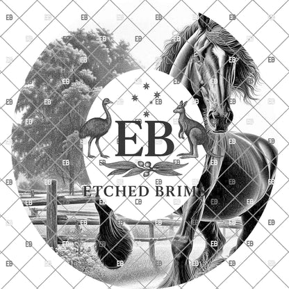 Freisian Horse, Hat Engraving Design, Digital Download PNG, Hat Burning Template, Wide Brim Hat Stencil, EB1202