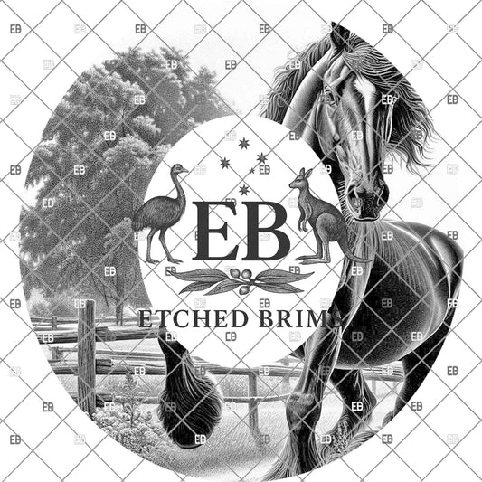 Freisian Horse, Hat Engraving Design, Digital Download PNG, Hat Burning Template, Wide Brim Hat Stencil, EB1202