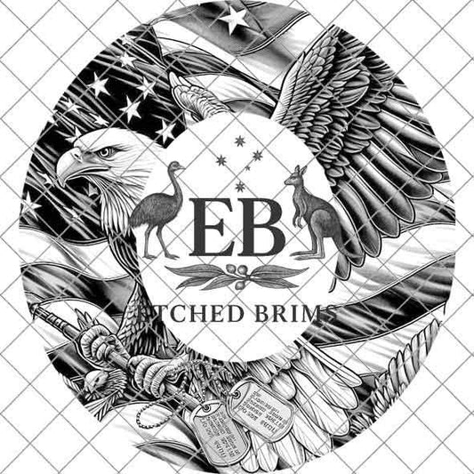 American Eagle and Flag, Hat Burning Design, Hand Burning Stencil included, PDF & PNG, Hat Burning Template, Laser Engraving Design, EB542A