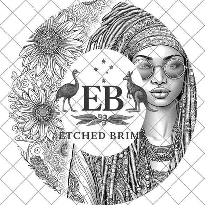 Hippy Woman 17, Boho,Hippie, Laser Hat Burning Design, Digital Download PNG Hat Burning Template, Hat Laser Engraving Design, Hat File EB166