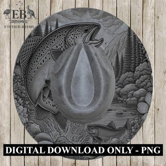 Hat Burning Design, Trout Fish 1, Fishing Digital File, PNG, Hat Burning Template, Cowboy Hat, Laser Engraving, Wide Brim Hat Design EB404
