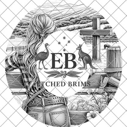 Cowgirl Cross Hat Burning Design, Laser Engraving Template for Wide Brim Fedora Hats, EB710