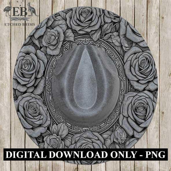 Roses 2 Flowers Hat File, Laser Hat Burning Design, Digital Download PNG, Hat Burning Template, Hat Laser Engraving Design, Hat File EB204
