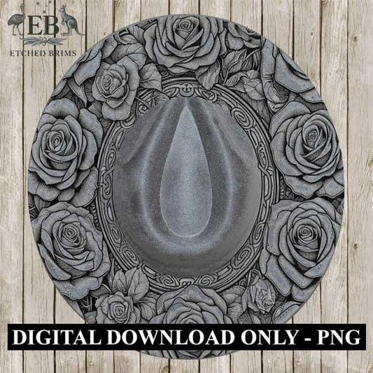 Roses 2 Flowers Hat File, Laser Hat Burning Design, Digital Download PNG, Hat Burning Template, Hat Laser Engraving Design, Hat File EB204