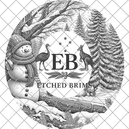 Snowman Hat Burning Design, Winter Wide Brim Fedora Laser Engraving Template, EB692