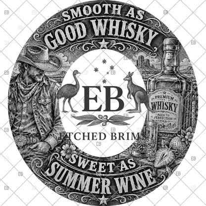 Cowboy Whiskey, Hat Burning Template, Wide Brim Laser Hat Engraving Design, Printable Stencil, EB1372