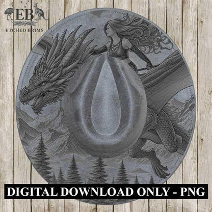 Dragon & Rider 5 Hat File, Laser Hat Burning Design, Digital Download PNG, Hat Burning Template, Hat Laser Engraving Design, Hat File EB130