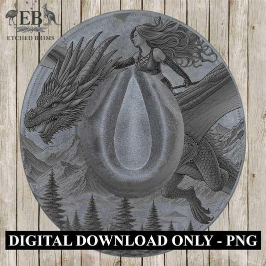Dragon & Rider 5 Hat File, Laser Hat Burning Design, Digital Download PNG, Hat Burning Template, Hat Laser Engraving Design, Hat File EB130