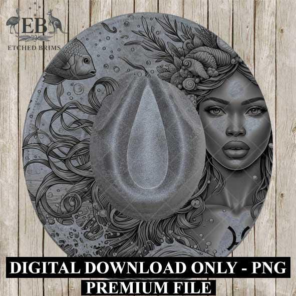 Pisces Zodiac Hat Design PNG, Laser Engraving File, Western Boho Digital Download, Hat Engraving Design, Western Hat File, EB550