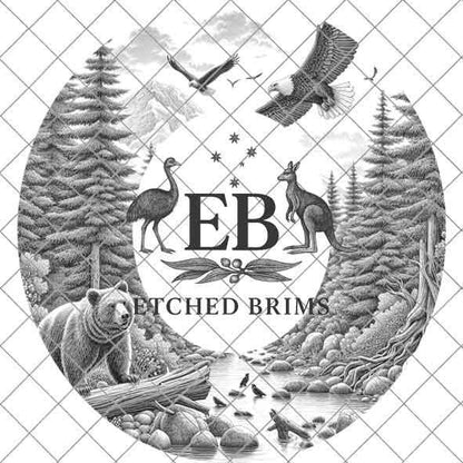 Bear 6, Eagle & Trees, Laser Hat Burning Design, Digital Download PNG, Hat Burning Template, Hat Laser Engraving Design, Hat File EB359