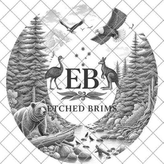 Bear 6, Eagle & Trees, Laser Hat Burning Design, Digital Download PNG, Hat Burning Template, Hat Laser Engraving Design, Hat File EB359