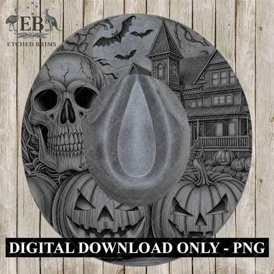 Halloween Hat Template, Skeleton Hat Burning Design, Spooky Season, PNG, Hat Burning Stencil, Hat Burning Design, Engraving Pattern, EB470