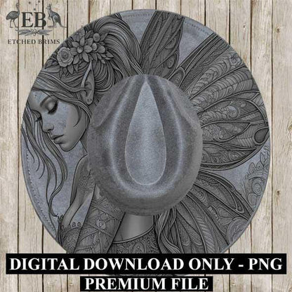 Fairy 16 Laser Hat Burning Design, Digital Download PNG, Hat Burning Template, Hat Laser Engraving Design, Wide Brim Hat Laser File EB135