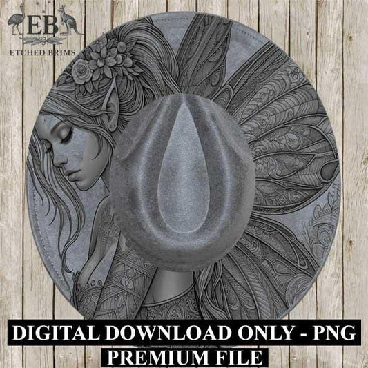Fairy 16 Laser Hat Burning Design, Digital Download PNG, Hat Burning Template, Hat Laser Engraving Design, Wide Brim Hat Laser File EB135