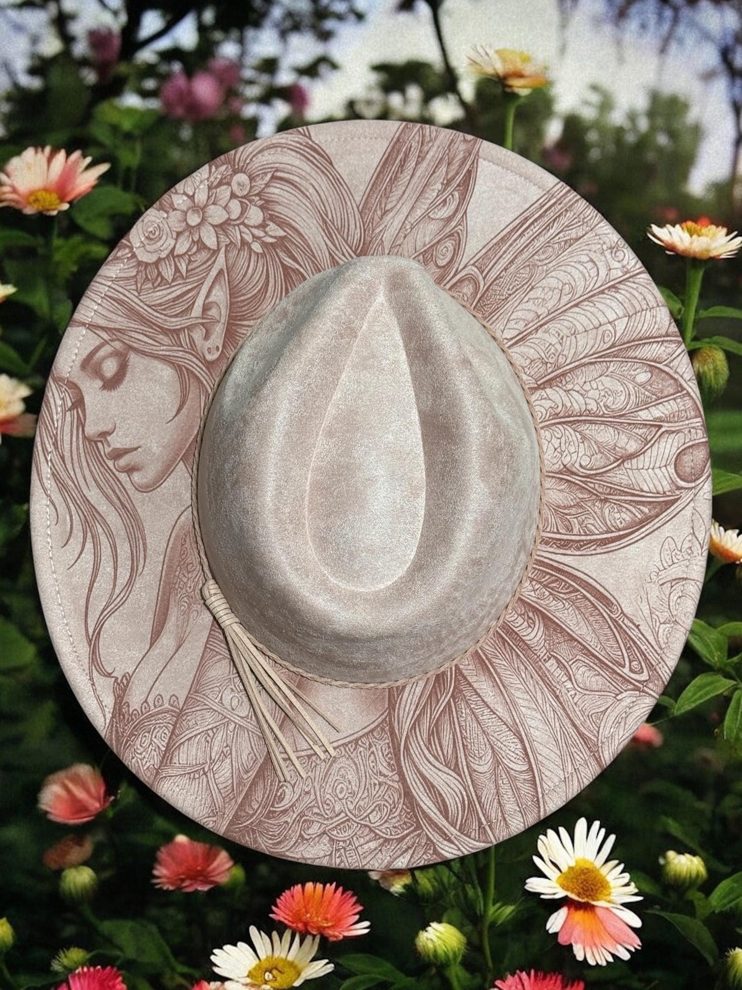 Your Choice of Engraved Hat from Any of My Designs. Engraved Wide Brim Hat, Vegan Suede Fedora Hat, Laser Engraved, Burned Fedora.