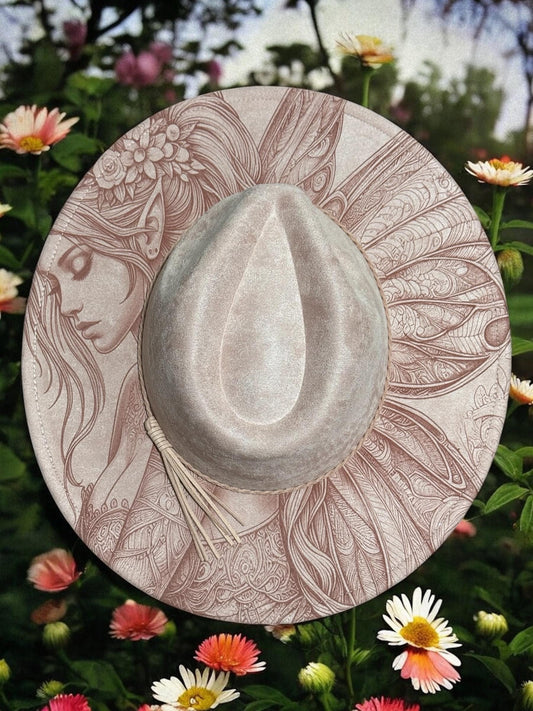 Your Choice of Engraved Hat from Any of My Designs. Engraved Wide Brim Hat, Vegan Suede Fedora Hat, Laser Engraved, Burned Fedora.
