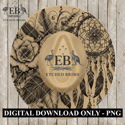 Dreamcatcher Feathers and Flowers, Hat Burning Designs, Printable Traceable Designs for Hat Burning, digital download, EB1148
