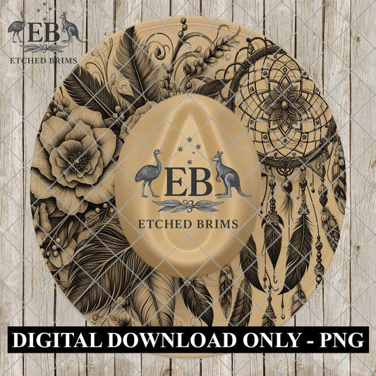Dreamcatcher Feathers and Flowers, Hat Burning Designs, Printable Traceable Designs for Hat Burning, digital download, EB1148