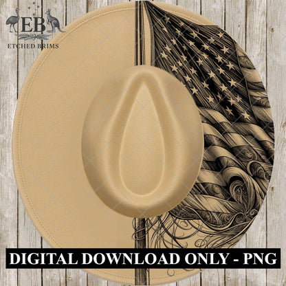 American Flag, Hat Burning Design, Hand Burning Stencil, PDF & PNG, Hat Burning Template, Laser Engraving Design, EB720