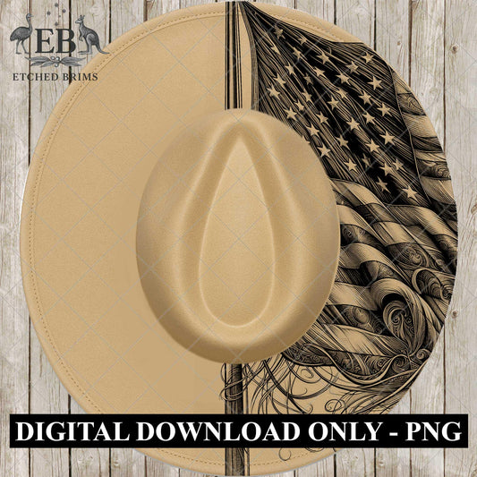 American Flag, Hat Burning Design, Hand Burning Stencil, PDF & PNG, Hat Burning Template, Laser Engraving Design, EB720